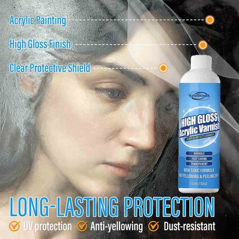 Hochglänzender Acryl-Klarlack für wasserfeste, vergilbungsbeständige, schützende, transparente und glänzende Oberfläche verstärkt die Farbe kratzfest und abriebfest für Ölgemälde.