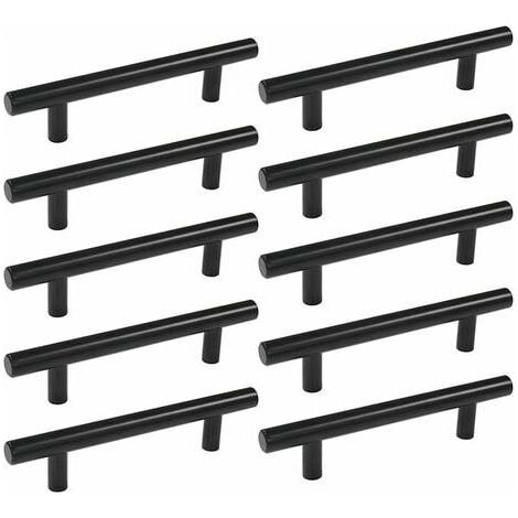 10pcs 160 mm T Bar Baton Cuisine Armoire Porte Poignées Placard Tiroir Chambre Meubles Tirer Noir (1/3)