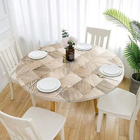 Runde, elastische Outdoor-Tischdecken, wasserdicht, ölabweisend, Tagesdecken, Party-Küche (60,96-71,12 cm Durchmesser, goldkariert) (1/5)
