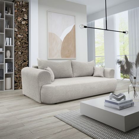 Sofa Schlafsofa 3-Sitzer ANIKE Stoff Now or Never Beige (1/4)