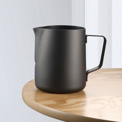 Pot à lait, pot à lait en acier inoxydable, accessoires barista (noir 600 ml) (1/5)