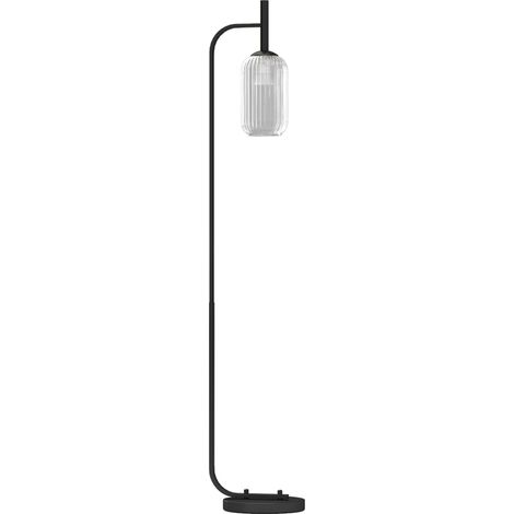 Floor Lamp for Living Room with Glass Lampshade, Modern Standing Lamp with Foot Switch for Bedroom, Bulb not Included, Black (1/5)