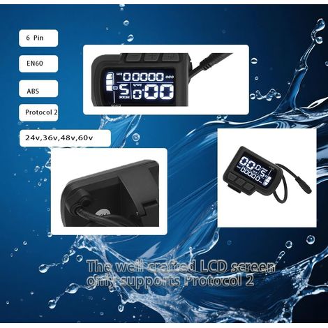 Panel de instrumentos LCD para bicicleta, conector impermeable de 6 pines, 24V 36V 48V 60V, controlador de bicicleta eléctrica EN06, pantalla, acelerador de pulgar (1/4)