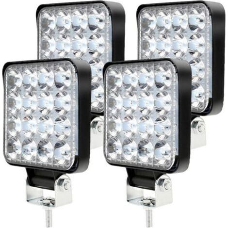 4PCS 48W LED Phares de Travail, 12V Voiture LED Phare Étanche IP 67, LED Phares de Travail pour Voiture Camion Tracteur SUV Bateau (4PCS)