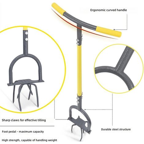 Cultivateur rotatif manuel, ameublisseur de sol portatif détachable, outil labour jardin (1/5)