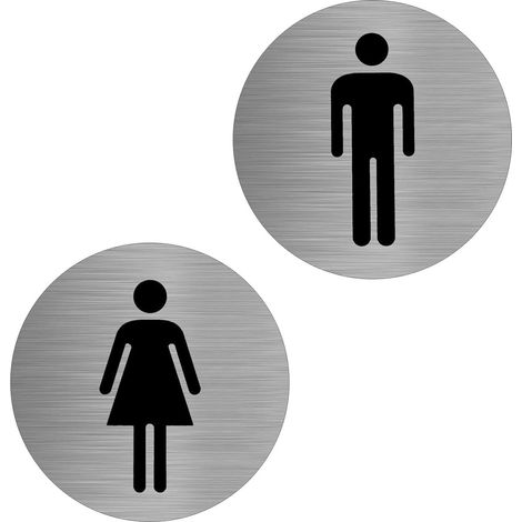 Plaque WC Femme Homme 2 Pièces, Aluminium Autocollant Ø75mm (1/5)