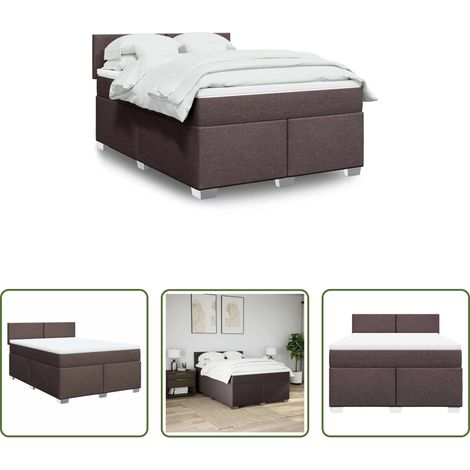 Matelas à ressorts ensachés - Sommier à lattes de lit avec matelas Marron foncé 140x190 cm (1/5)