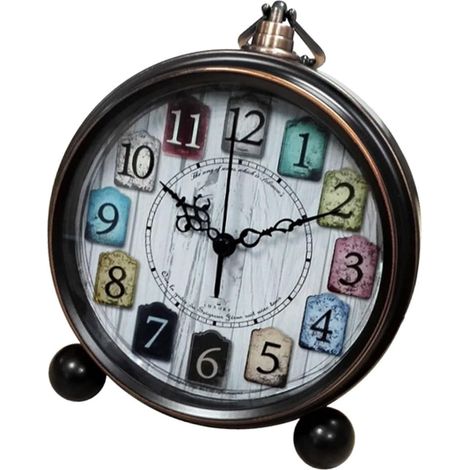 Réveil De Bureau Vintage en Métal Et Verre, Petite Horloge Ronde Bronze Silencieuse, sans Pile, pour Élève Et Décoration Intérieure, Réveil De Table Rétro Fonctionnel (1/5)