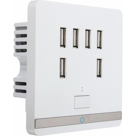 Prise murale USB 6 trous adaptateur secteur chargeur téléphone panneau décoration maison (1/5)