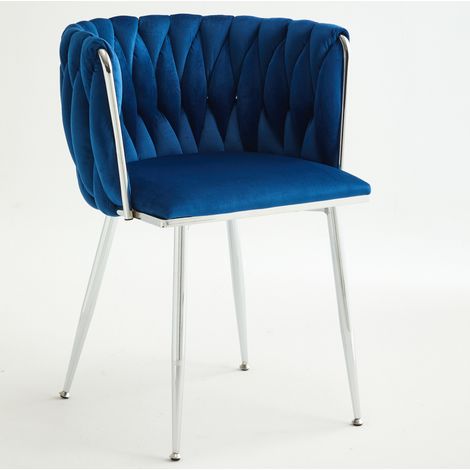 Taburete de bar Navy en tela, diseño trenzado abierto, respaldo bajo y estructura estable,55x48x75cm (1/5)