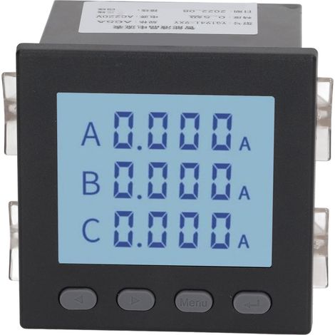 Ampèremètre triphasé à boutons en silicone ignifugé, 0-5 A, 220 V CA, noir (1/5)