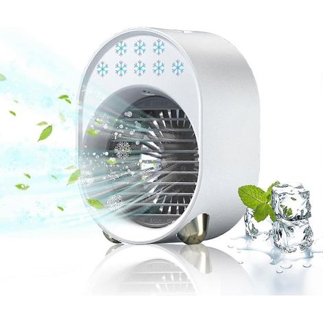 Mini climatiseur portable blanc, climatiseur mobile sans évacuation, ventilateur de chambre silencieux, climatiseur mobile silencieux, climatiseur portable rechargeable par USB (1/5)
