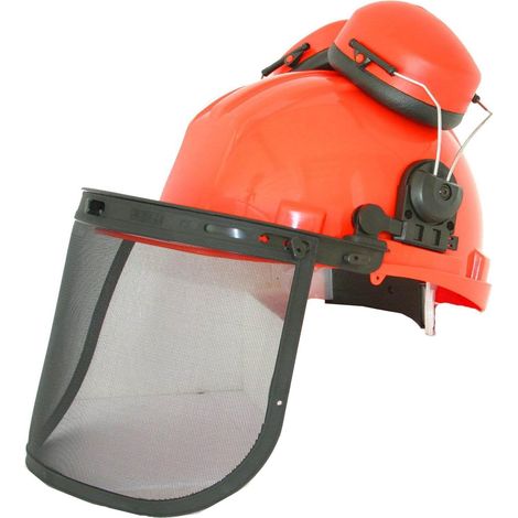 Elmetto protettivo con visiera e cuffie antirumore schermo per decespugliatore e motosega