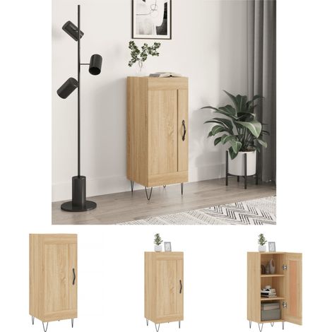 Wandhalterung - vidaXL Sideboard Sonoma-Eiche 34,5x34x90 cm Holzwerkstoff - Metallbeine (1/5)