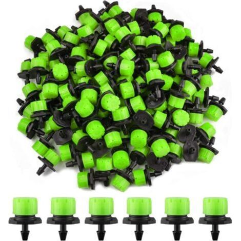 200pcs Goutteur Irrigation Réglable, 1/4'' Système Dirrigation Goutte à Goutte Micro Flow Drip Head Buses de Brouillard Dirrigation pour Jardins Potagers ou Massifs de Fleurs