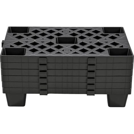 Mophorn 6x Kunststoffpaletten 500x305x100 mm, Stapelbare Leichtpaletten mit 1000 kg/㎡ Statischer Belastbarkeit, Industriepaletten mit Gitterdesign und Schnappverbindung, Bodenpaletten für Lager (1/5)