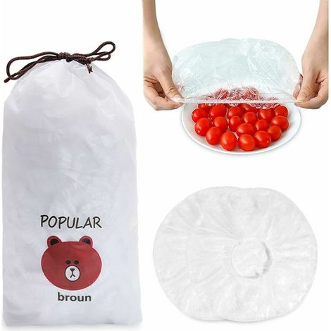 100 pezzi Sacchetti salvafreschezza, Coperchi riutilizzabili per alimenti, Sacchetti anti-perdite, Coperchi elastici per alimenti, Coperchi elastici per frutta e verdura, arcobaleno (1/4)