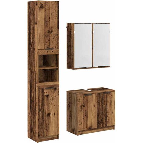 Maison Exclusive - Badezimmerschrank-Set mit Regal 3 pcs Altholz