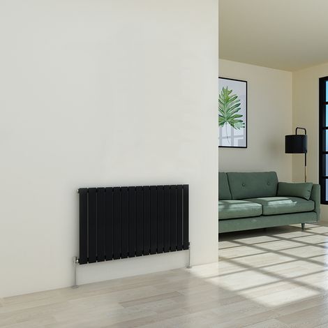 Warmehaus Flat Panel Black Radiator Horizontal Single 600x1020mm (1/5)
