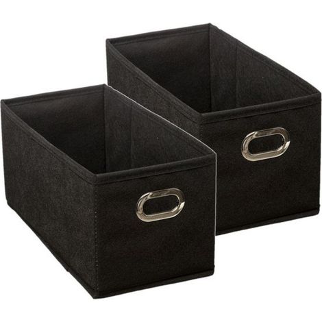 Paniers de rangement 5Five - Lot de 2 - Noir - Lin - 7 litres - 31 x 15 x 15 cm - Boîte de rangement - Paniers compartimentés pour placard (1/3)