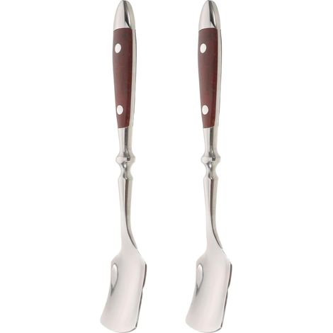 SHINEOFI Cuillères à Glace Manche en Bois Ensemble de 2 Acier (1/5)