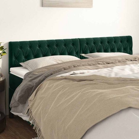 vidaXL Cabeceros terciopelo verde oscuro 200x7x78/88 cm (1/5)