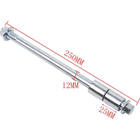 Entretoise d'axe de roue arrière de motocross, écrou d'axe de fourche, longueur du filetage du boulon 25 cm, diamètre 12 mm.