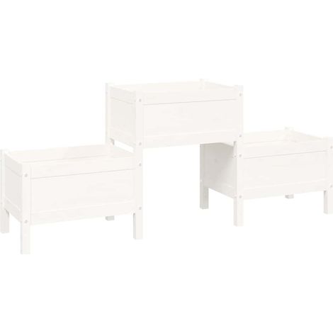Maison Exclusive - Jardinera de madera de pino maciza blanca 178, (1/5)