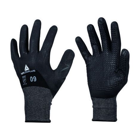 Gants de manutention Delta Plus VE725NO taille 9, Imperméable, 12 Paires, Noir ( Prix pour Paquet de 12 Paires )