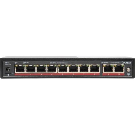 Vultech Security Switch PoE+ Gigabit 8 porte PoE+ 2 Uplink non gestito per rete (1/5)