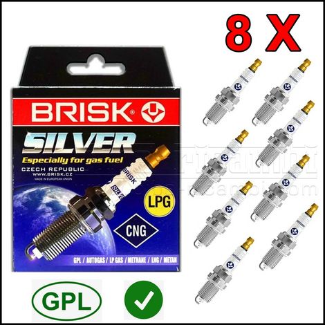 Candela kit 8 candele gpl metano brisk silver dr15ys audi a8 ii dal 2002