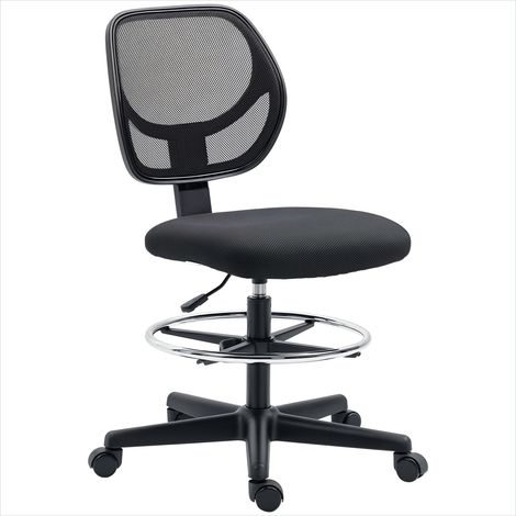 Chaise de bureau réglable 50-70 cm avec repose-pieds 360° Noir (1/5)