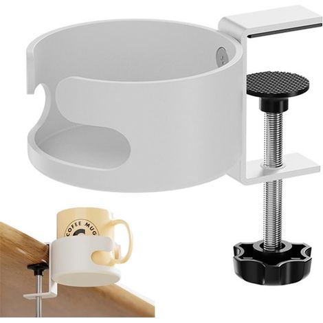 Porte-gobelet - Porte-gobelet de bureau - Porte-gobelet - Porte-gobelet de bureau à clipser - Porte-bouteille - Porte-gobelet de bureau à clipser - Porte-gobelet de bureau - Blanc - Convient pour la m (1/5)