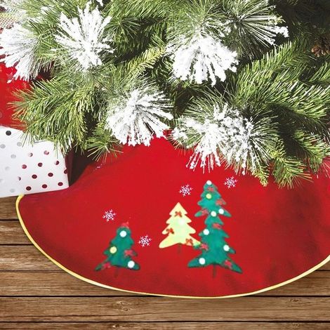 Jupe De Tapis Pour Sapin De Noël 100cm Rouge Décorations De Noël (1/3)