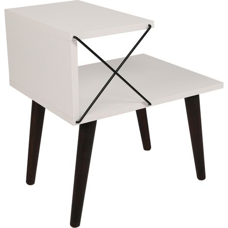 Nachttisch aus Holz "Cross" 50 x 40 x 55 cm - Weiß