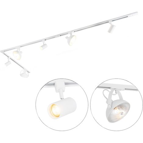 QAZQA magnax - Système sur rail spot luminaire plafond, plafonnier compatible pour led - 3 lumière - L 285.5 cm - Blanc - Moderne - éclairage intérieur - Salon I Chambre I Cuisine I Salle à manger