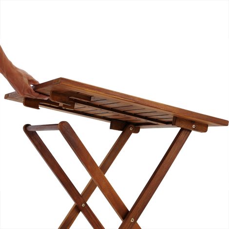 CASARIA® Balkonmöbel Set 2 Personen Wetterfest Holz Vormontiert Klappbar 160kg Belastbarkeit Balkon Garten Terrassenmöbel Gartenmöbel 3-Tlg Akazie  braun (1/4)