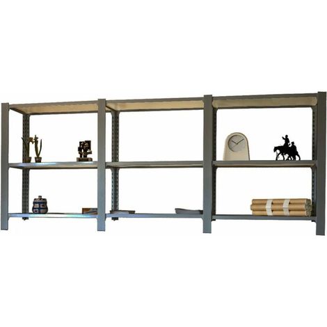 Estantería OFFICLICK 3/300 wood i+a+a antracita/blanco