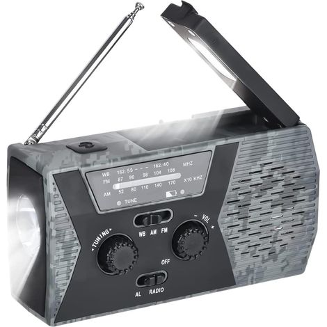 Radio à manivelle, météorologique d'urgence, solaire (1/5)