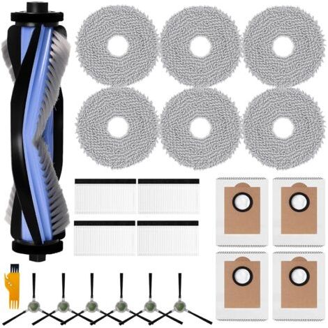Accessoires pour Aspirateur Robot, 1 Brosse Principale, 4 Filtres, 4 Sacs à Poussière, 6 Tissus Microfibre, 6 Brosses Latérales, Kit de 22 Pièces de Remplacement-AUTRES (1/5)