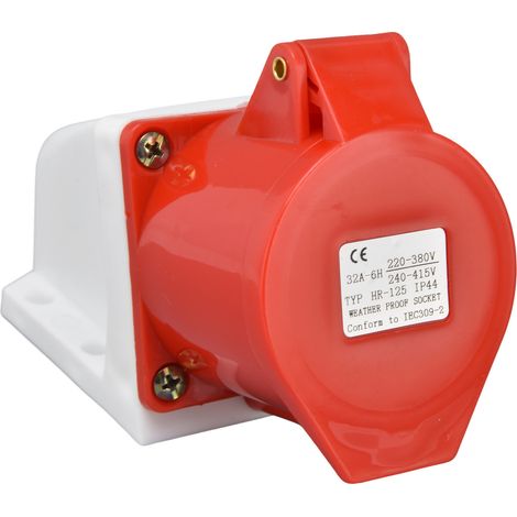 Einbau-CEE-Steckdose aus rotem Messing, Aufputzmontage, Industriesteckdose 220-380V 240-415V, IP44, für Stromversorgung, Stecker, europäischer Standard. (1/5)