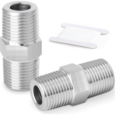 2 pezzi di raccordi esagonali per tubi in acciaio inox 304, raccordo adattatore diritto per tubo maschio da 1/2" BSP x tubo maschio da 1/2" BSP (1/5)