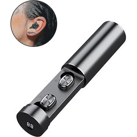 Casque de sport sans fil Bluetooth avec écran LED et capteur d'empreintes digitales - Gris (1/4)