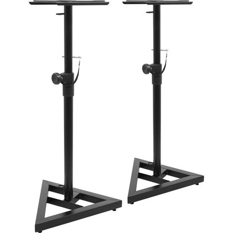 2 Pieds d'enceinte, Acier, Hauteur réglable 660-1160mm, Plateau 230x230mm, Découplage antivibrations, Studio Home Cinema (1/5)