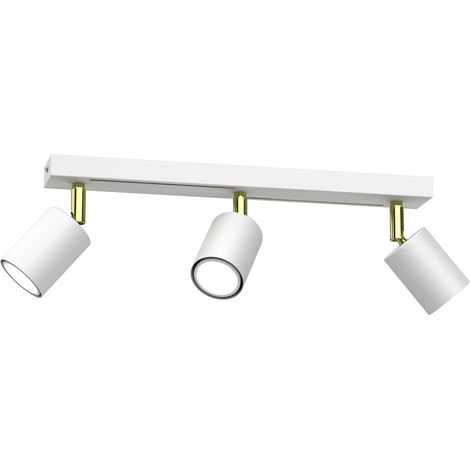 Rampe 3 spots orientables blanc/or GU10 8W Luminex