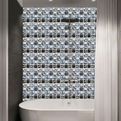 Autocollants imperméables pour carrelage - - Lot de 10 pièces - 15x15 cm - Décoration salle de bain (1/4)