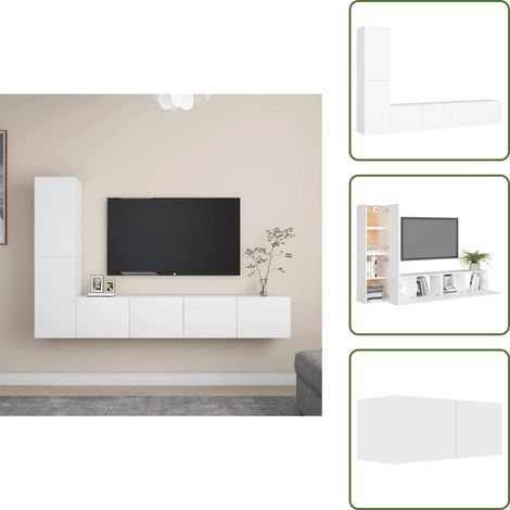 Armadio in legno - vidaXL Set Mobili Porta TV 4 pz Bianco in Legno Multistrato - Armadio multistrato