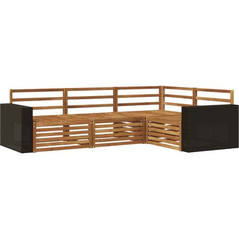Set di divani da esterno 4 pz Naturale Legno di Acacia Massello vidaXL (1/5)