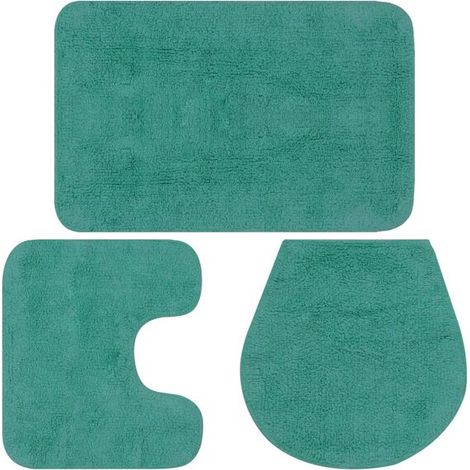 Ensemble de trois tapis de bain, tissu turquoise (1/5)