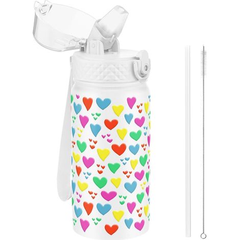 Kinder Trinkflasche 420ml Edelstahl mit Strohhalm, auslaufsicher, BPA-frei (1/5)